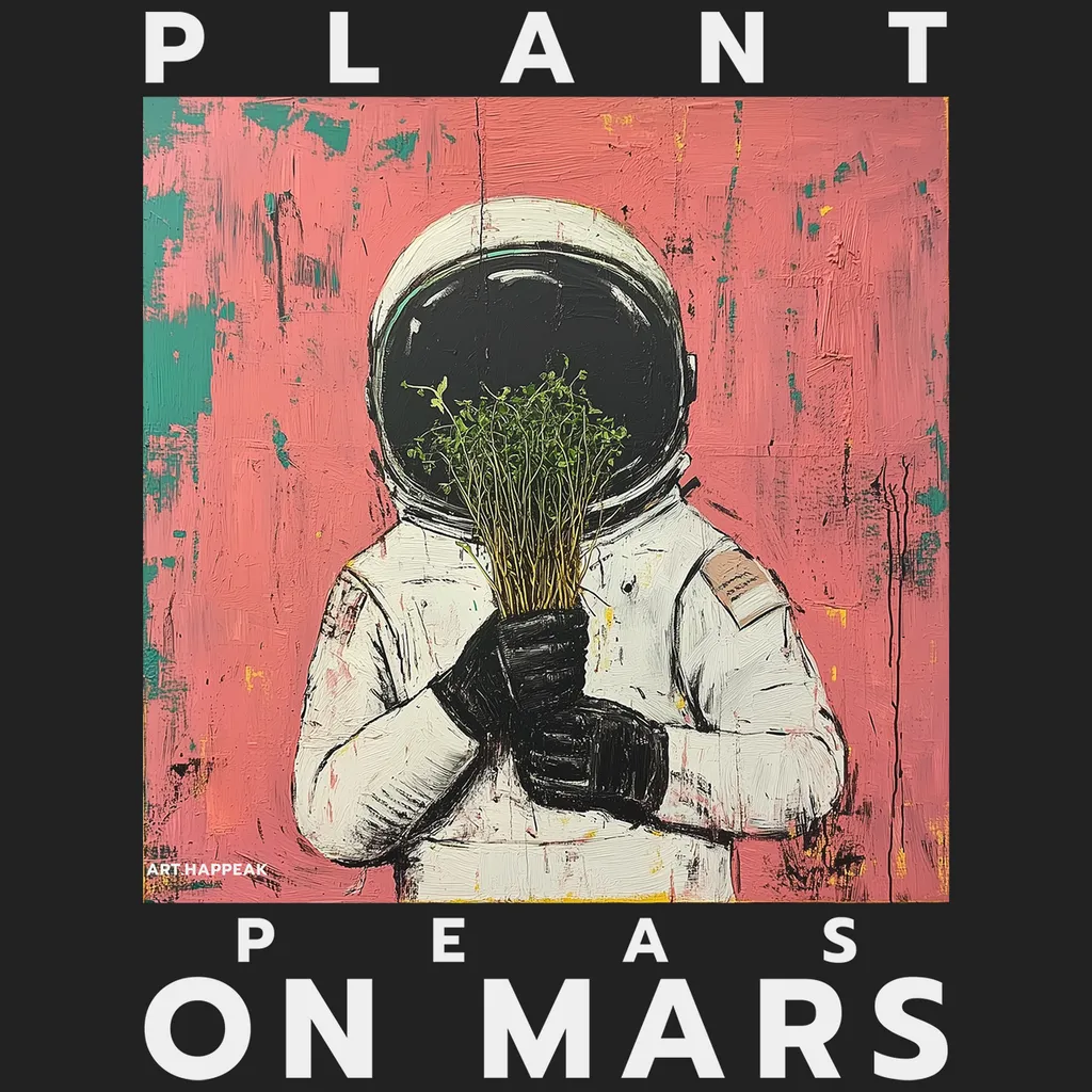 Marškinėliai „Plant Peas On MArs” Drabužiai su spauda  - 5