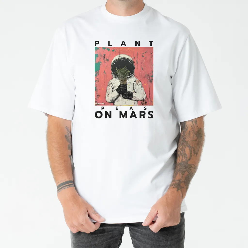 Marškinėliai „Plant Peas On MArs” Drabužiai su spauda  - 14