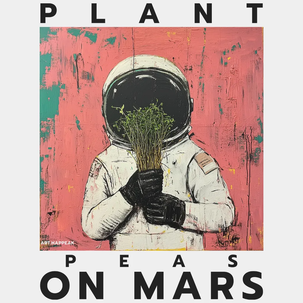 Marškinėliai „Plant Peas On MArs” Drabužiai su spauda  - 8