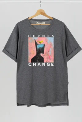 Marškinėliai „Heroes Change” Marškinėliai su spauda - 3 Marškinėliai „Heroes Change” Marškinėliai su spauda - 3
