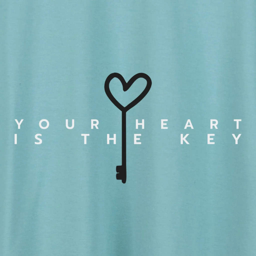 Marškinėliai „Heart is the key” Drabužiai su spauda  - 4