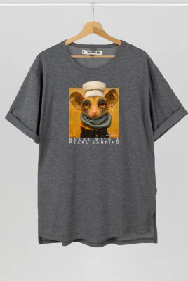 Marškinėliai „Mouse With Pearl Earring” Marškinėliai su spauda  - 3