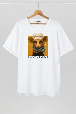 Marškinėliai „Mouse With Pearl Earring” Marškinėliai su spauda  - 5