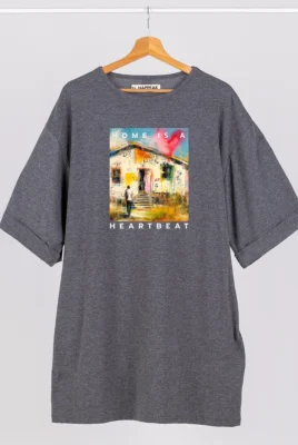 Trumpa suknelė „Home Is A Heartbeat” Drabužiai su spauda  - 3