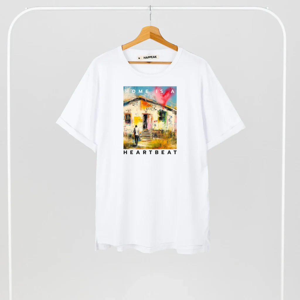 Marškinėliai „Home Is A Heartbeat” Drabužiai su spauda  - 5