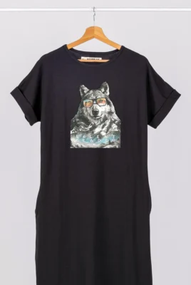 Ilga suknelė „Mr Wolf” Drabužiai su spauda  - 2