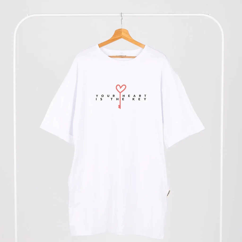 Trumpa suknelė „Heart is the key” Drabužiai su spauda  - 1