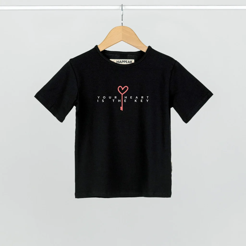 Marškinėliai „Heart is the key” Drabužiai su spauda  - 5