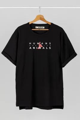 Marškinėliai „Humans are also animals” Marškinėliai su spauda  - 3 Marškinėliai „Humans are also animals” Marškinėliai su spauda  - 3