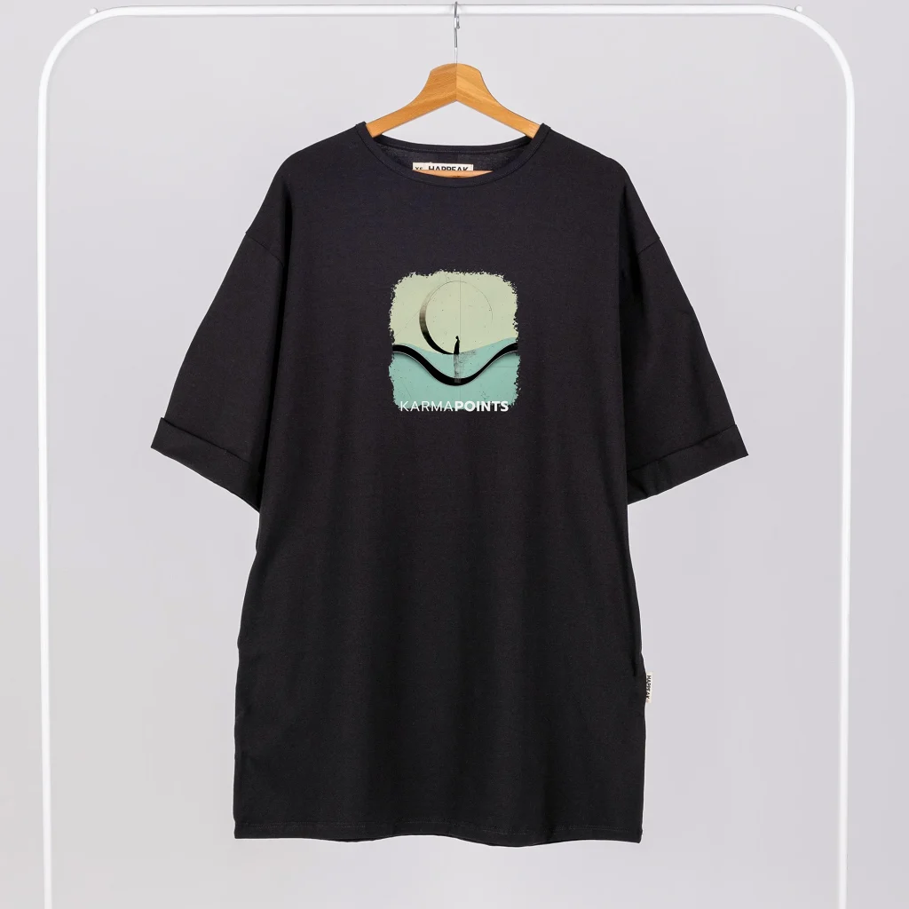 Trumpa suknelė „Karma points” Drabužiai su spauda  - 3